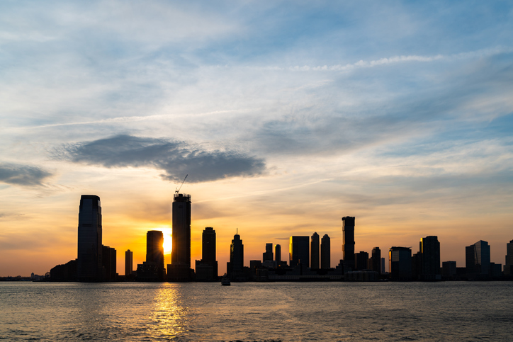 New Jersey Skyline building silhouette USA Sunset