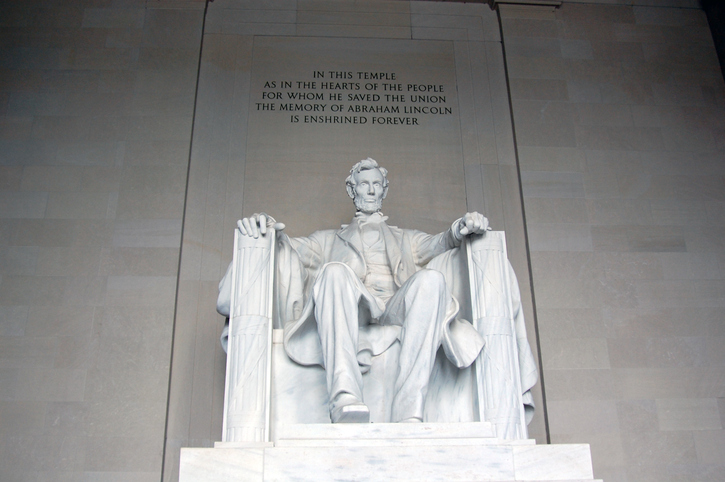 Front view of Lincoln Memorial in Washington DC, USA
