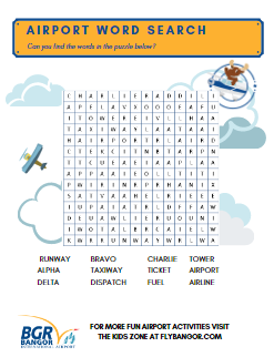 airport word search graphic for kidsZone