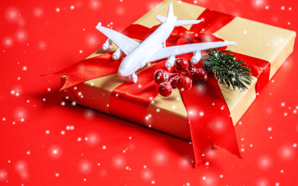 airplane on gift package